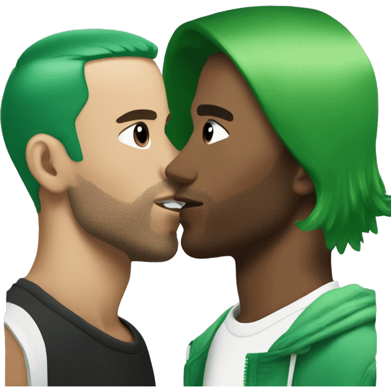 frank ocean with green hair kissing another frank ocean with green hair  emoji