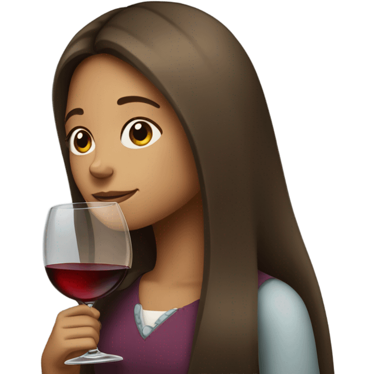 profile of a girl with long hair with a wine glass  emoji