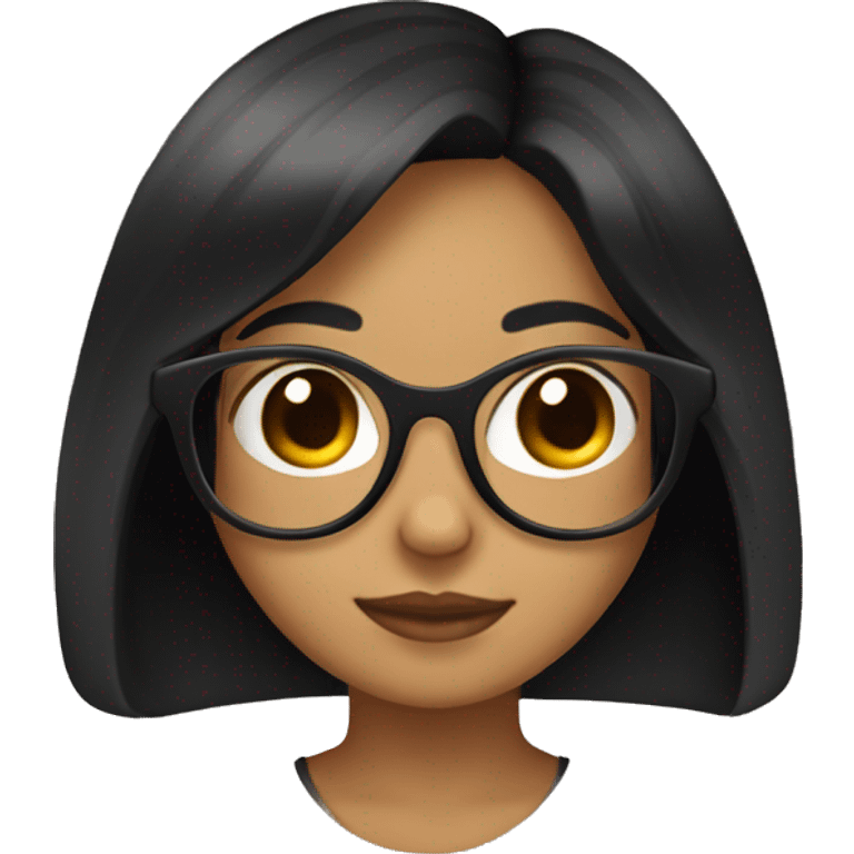 tan girl with black hair wearing glasses  emoji