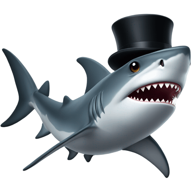 Shark with a top hat emoji