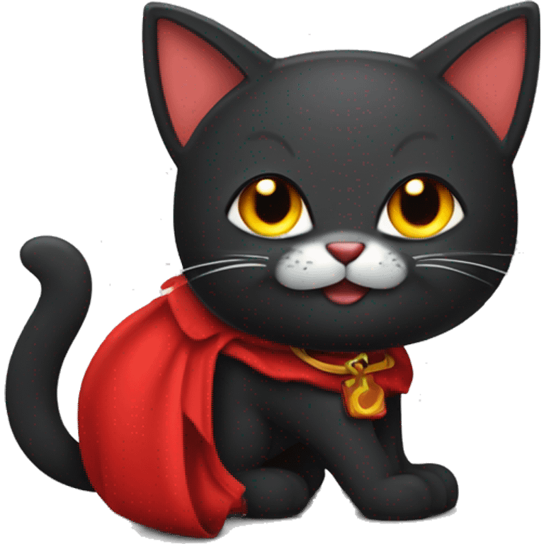 gatito negro con cuernitos y cola roja de diablito emoji