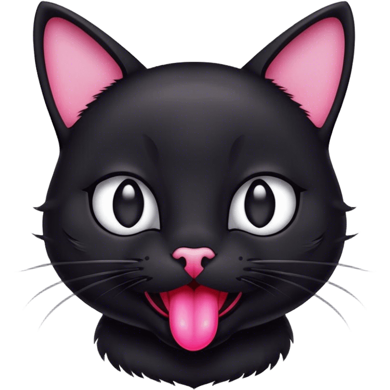  Tiny black cat sticking a little tongue out  emoji