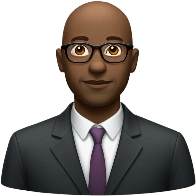 Black bald man with glasses professor emoji