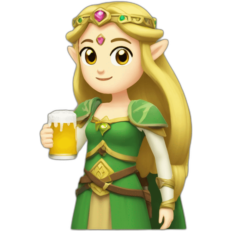 princess zelda drinking beer emoji