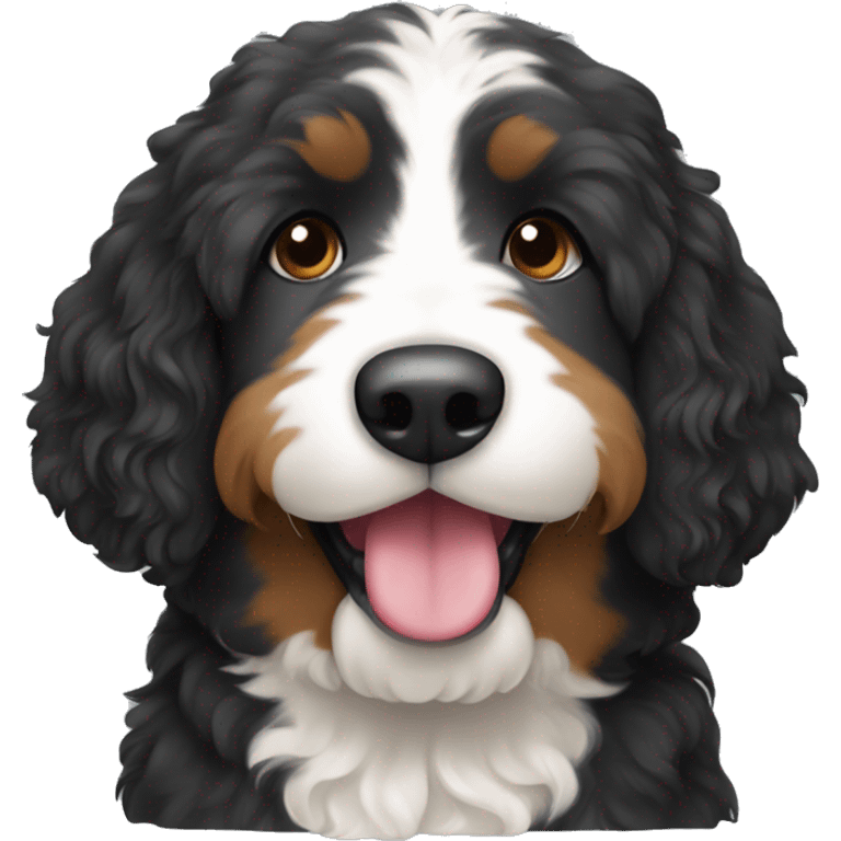 Bernedoodle with mouth closed emoji