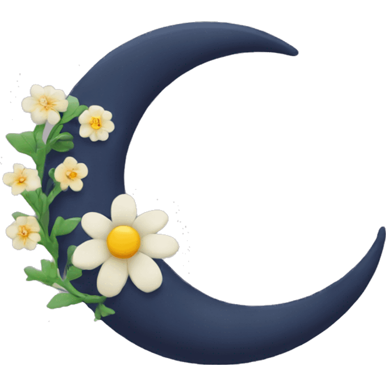 crescent moon with flower emoji