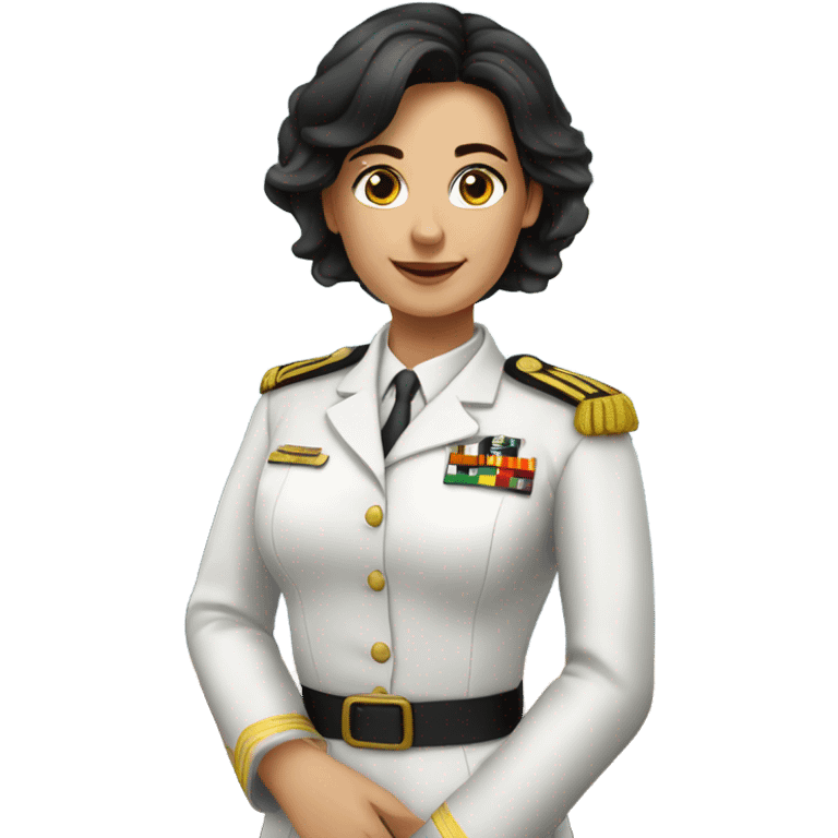 German Ship Captain Woman white Uniform dark hair emoji