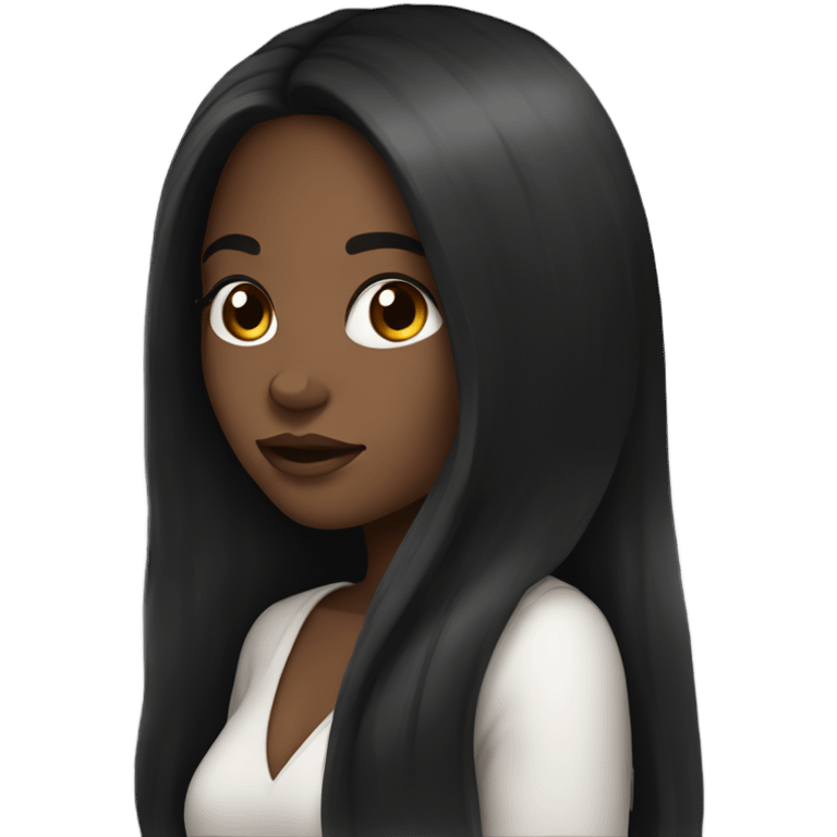 pretty black girl with long black hair  emoji