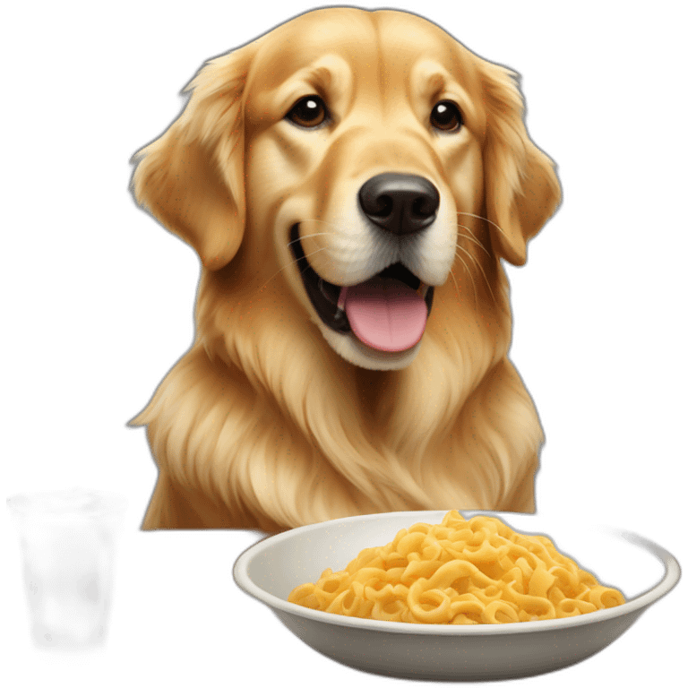 Un Golden retriever de 3 años comiendo  emoji