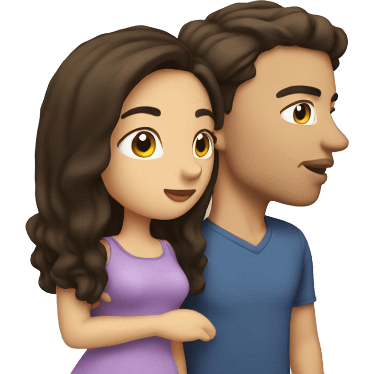 brunette boyfriend and girlfriend kissing emoji