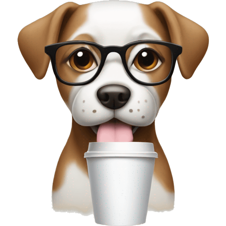 Dog with glasses and coffee emoji