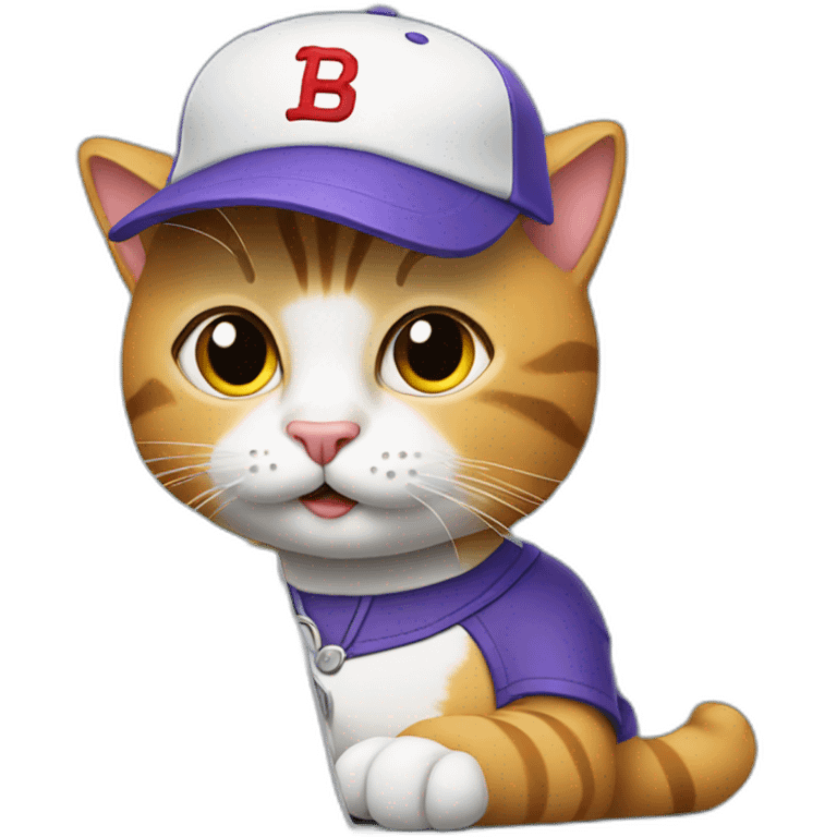 cat working with laptop wearing baseball hat emoji