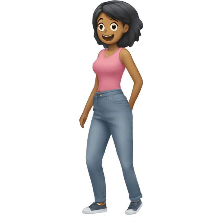 Woman putting on pants  emoji