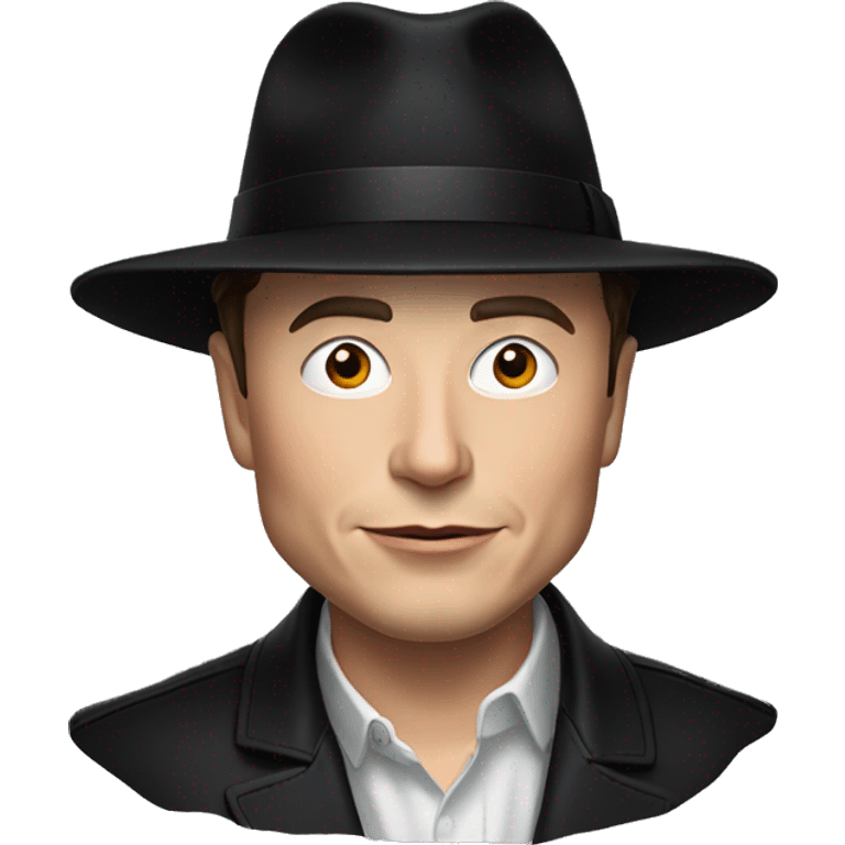 elon musk with a black hat emoji