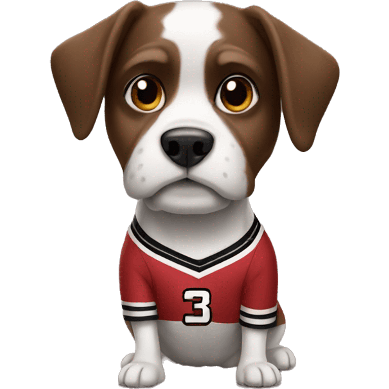 Dog wearing a gamecock jersey emoji