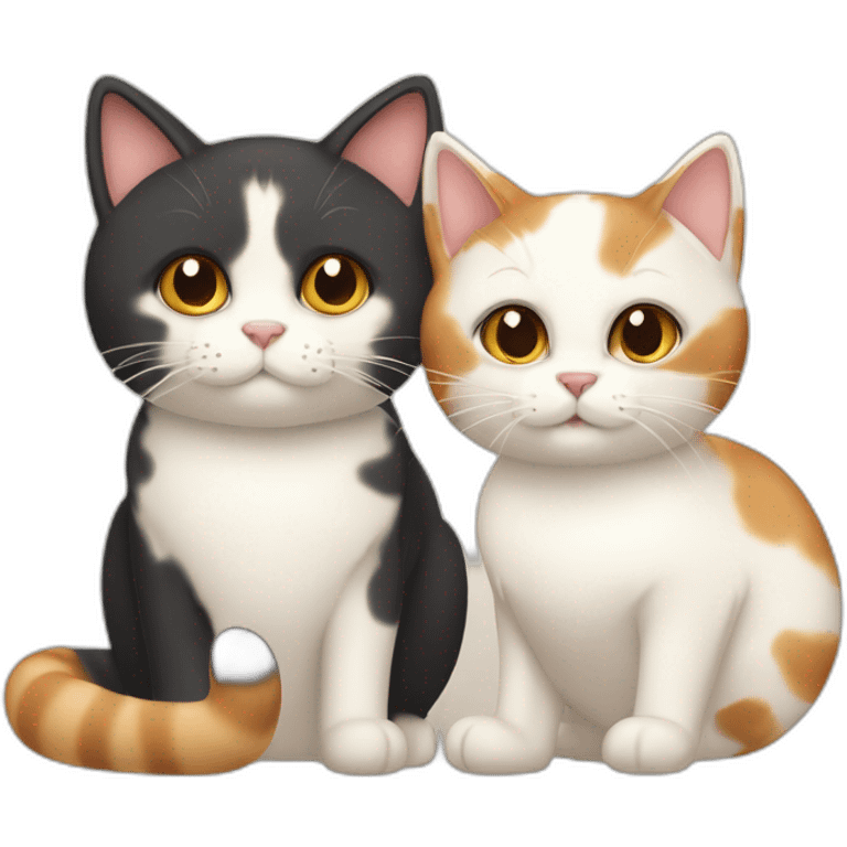 1 calico cat and 1 cream cat emoji