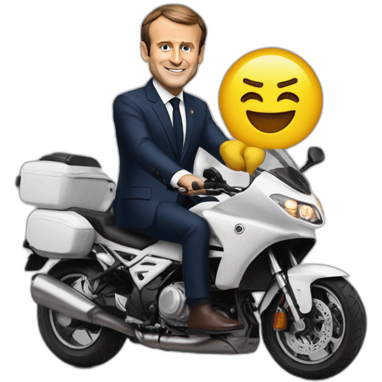 Emmanuel macron sur une moto emoji