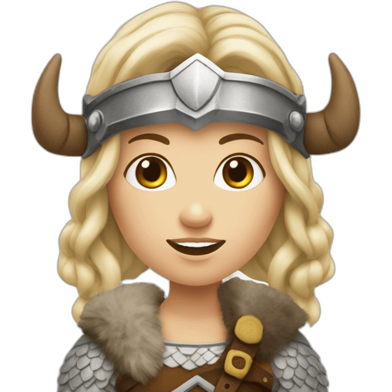 Fille viking accompagnée de sa chèvre blanche emoji