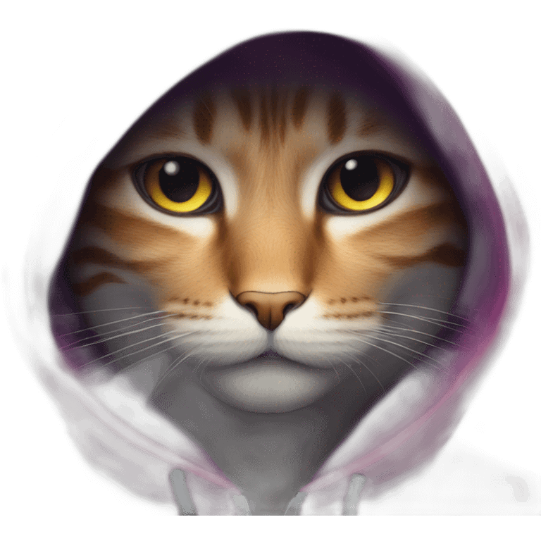 Cosmic cat with hooded man emoji