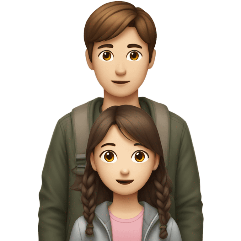 Girl with brown hair with Korean boy emoji