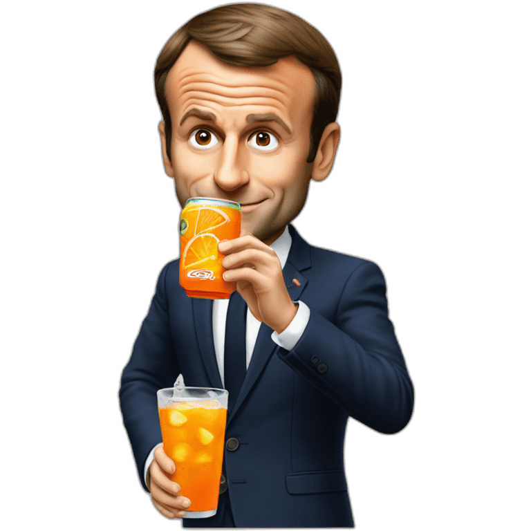 emmanuel macron drinking fanta emoji