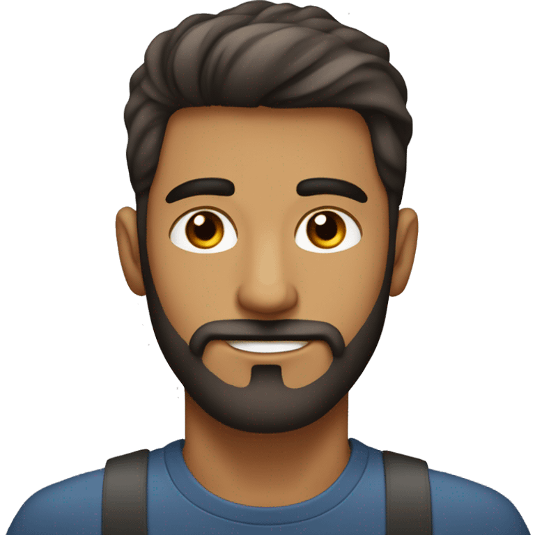 hombre joven con barba ojos cafe pelo lacio emoji