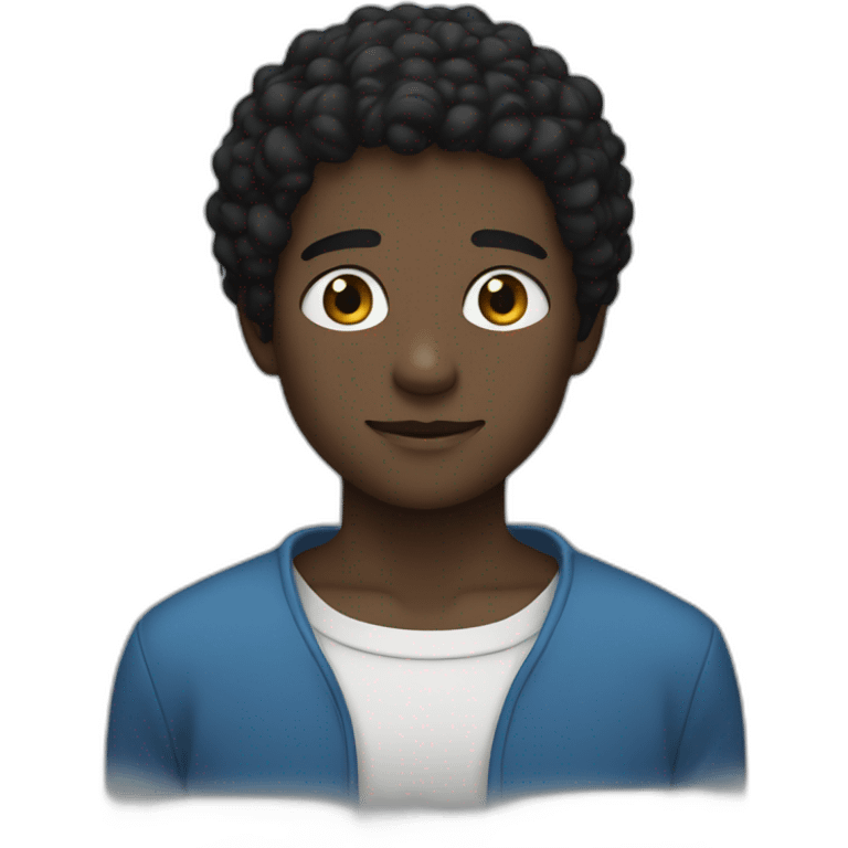 A black boy with gojo satoru bright blue eyes emoji