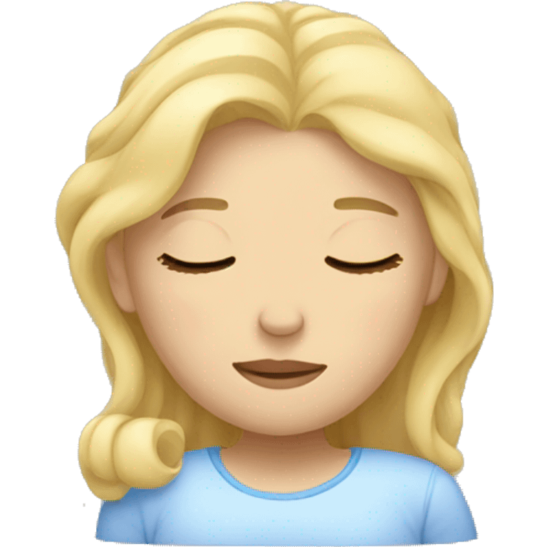 Girl with blond hair sleeping emoji