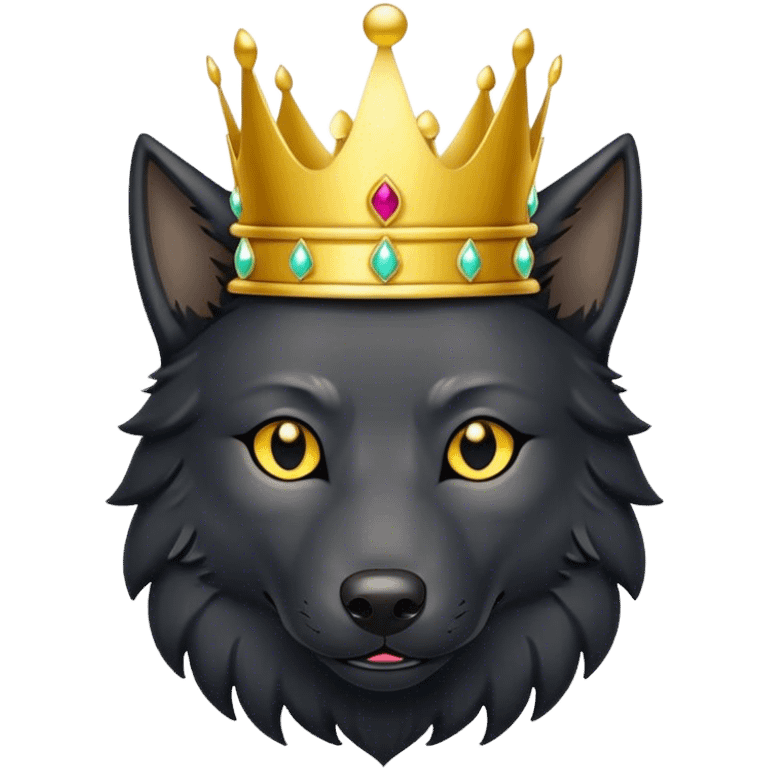 Peaceful Black Wolf with Gold Crown emoji