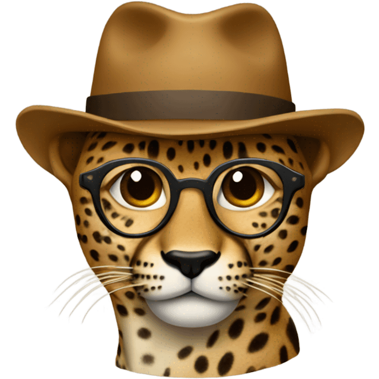 cheeta with brown hat, brown-lens glasses emoji