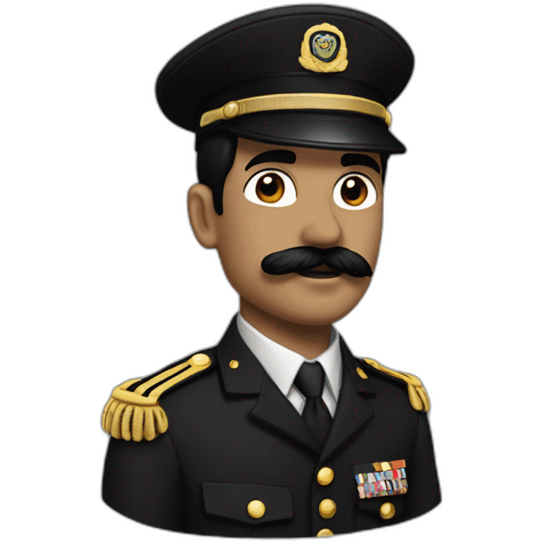 man with black hair and black charlie chaplain mustache in military uniform emoji