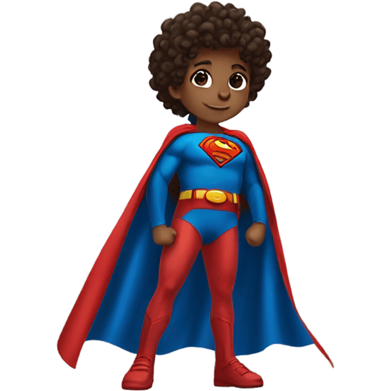 superman child curly hair brown eyes in flying pose
 emoji