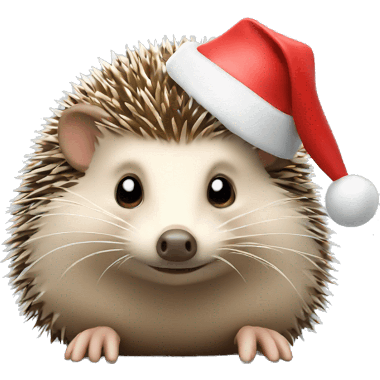 Hedgehog with christmas hat emoji