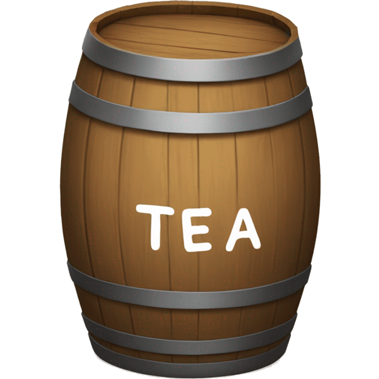 Wooden barrel that says "TEA" with big letters on it emoji