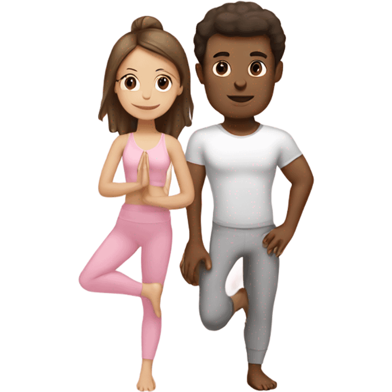 White brunette yoga girl light pink clothes and boy emoji