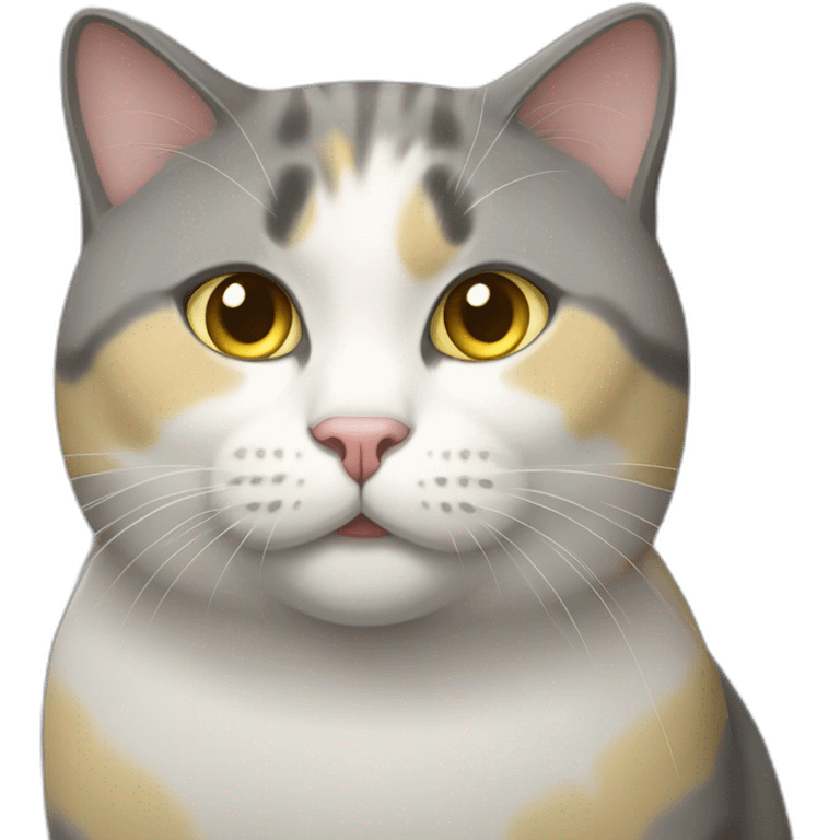 yellow, grey, and white fat female cat emoji