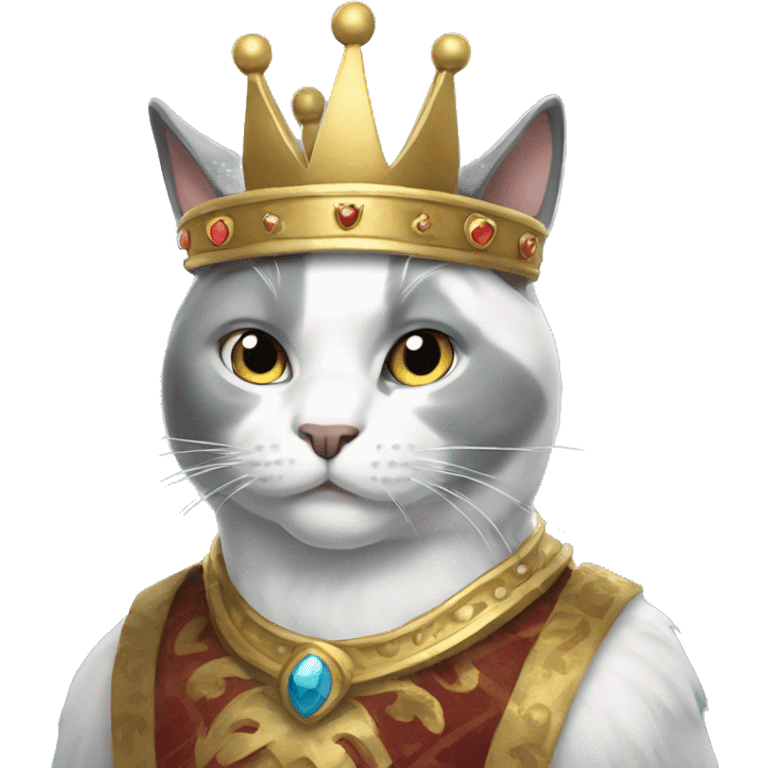 Gray and white cat dressed as king emoji