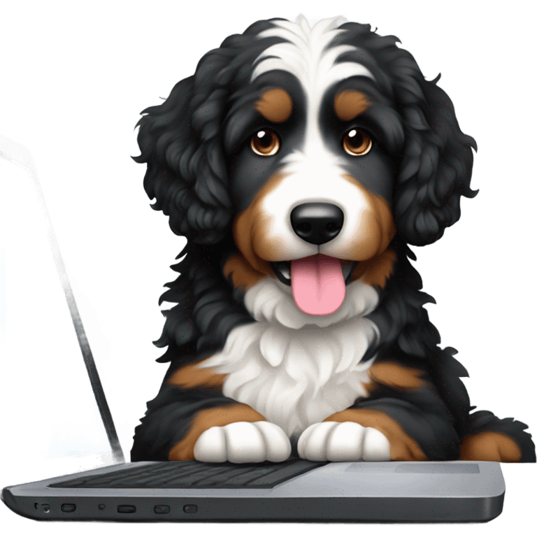 bernedoodle with computer emoji