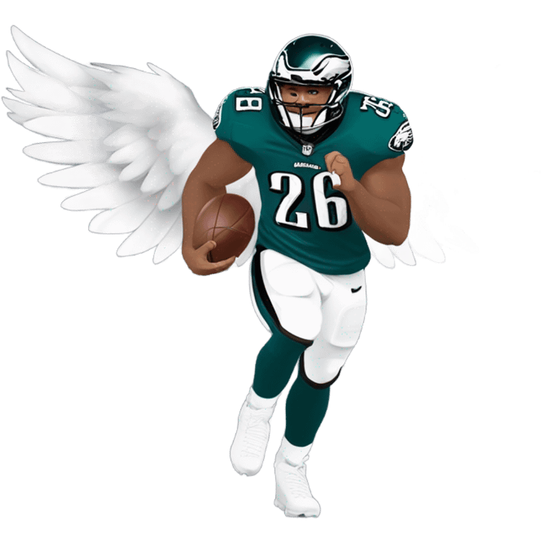 Philadelphia Eagles running back Saquon Barkley number 26 with the eagle wings emoji