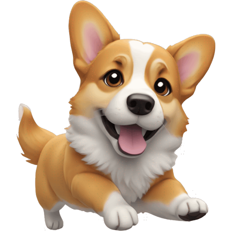 Corgi clinging to the sky emoji