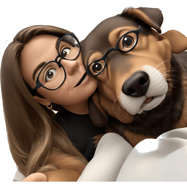 girl with dog and glasses emoji