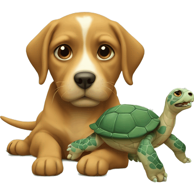 Perro con una tortuga  emoji