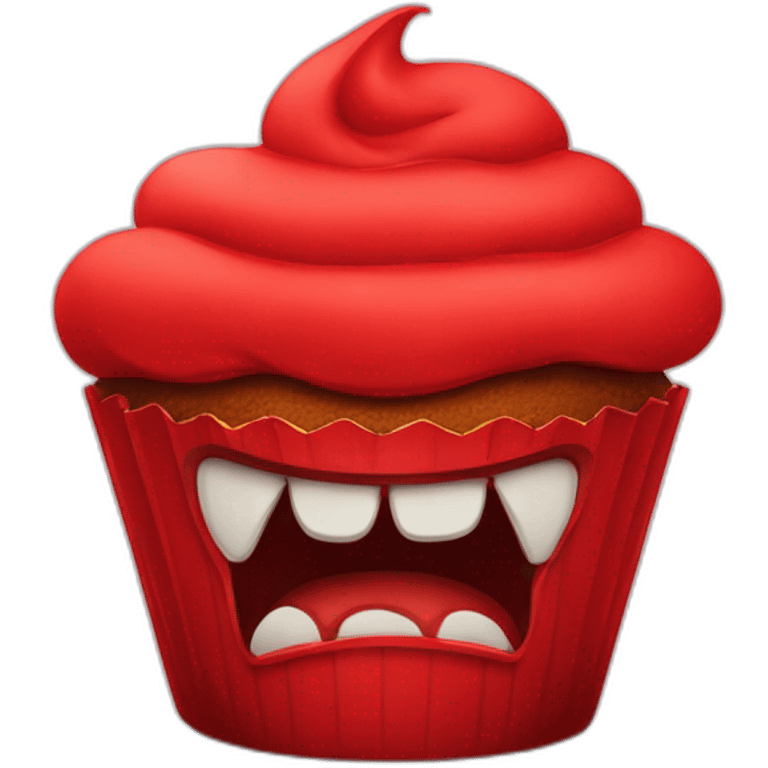 Angry red cupcake emoji