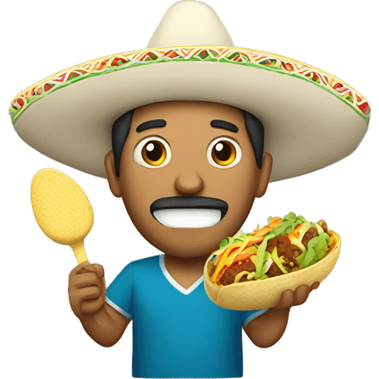 mexican man eating tacos holding a maraca  emoji