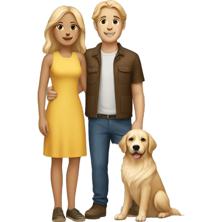 White couple with golden retriever  emoji