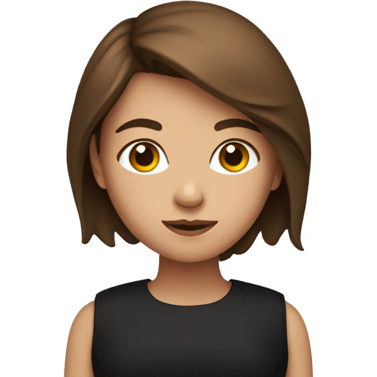 Brown haired Girl With black top an a Book  emoji