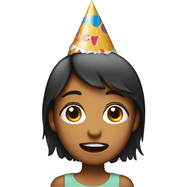 Girl crying with a birthday hat on emoji