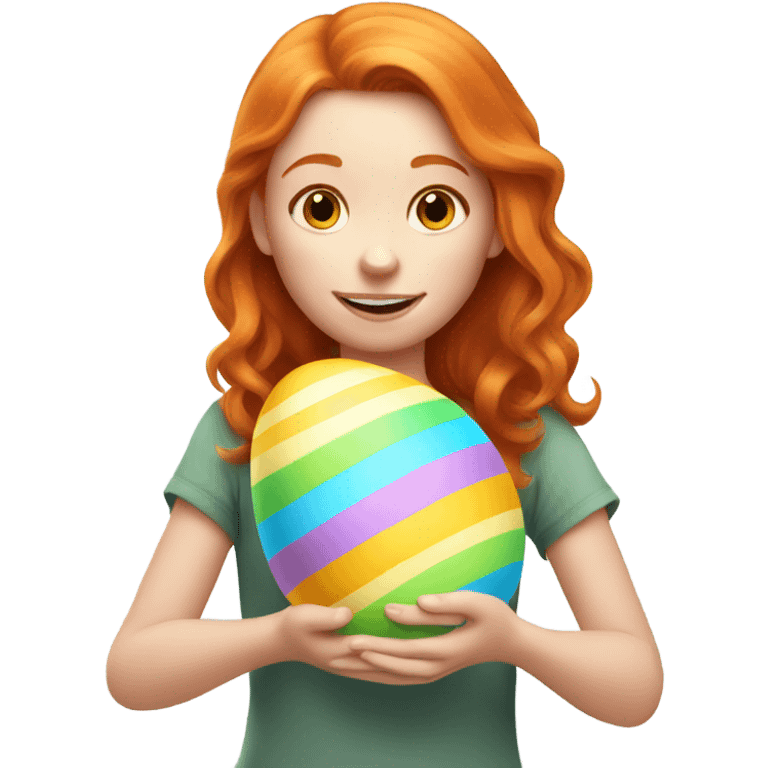 ginger girl with an easter egg emoji