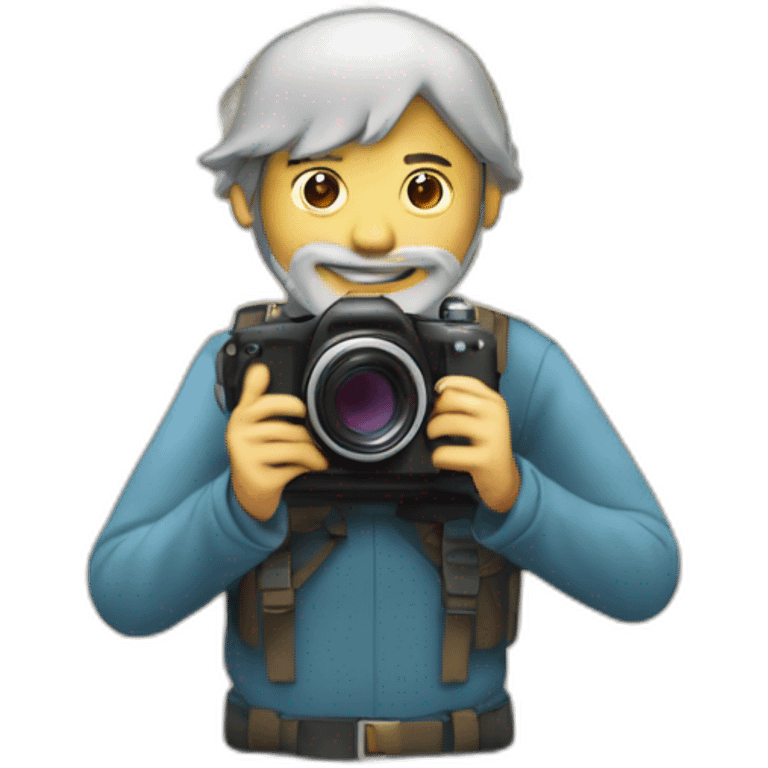 sketchy man with a camera against the background of a world map / globe emoji