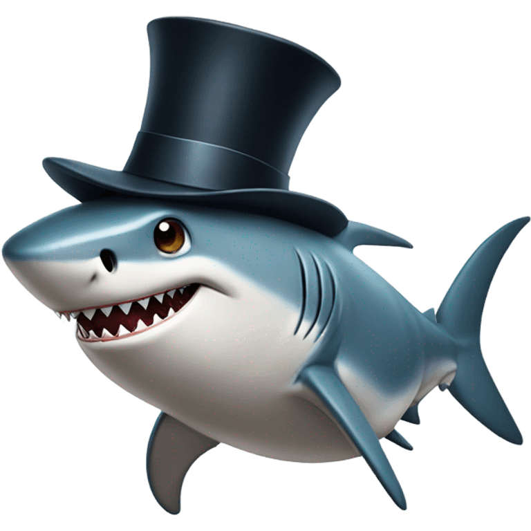 Shark with a top hat emoji